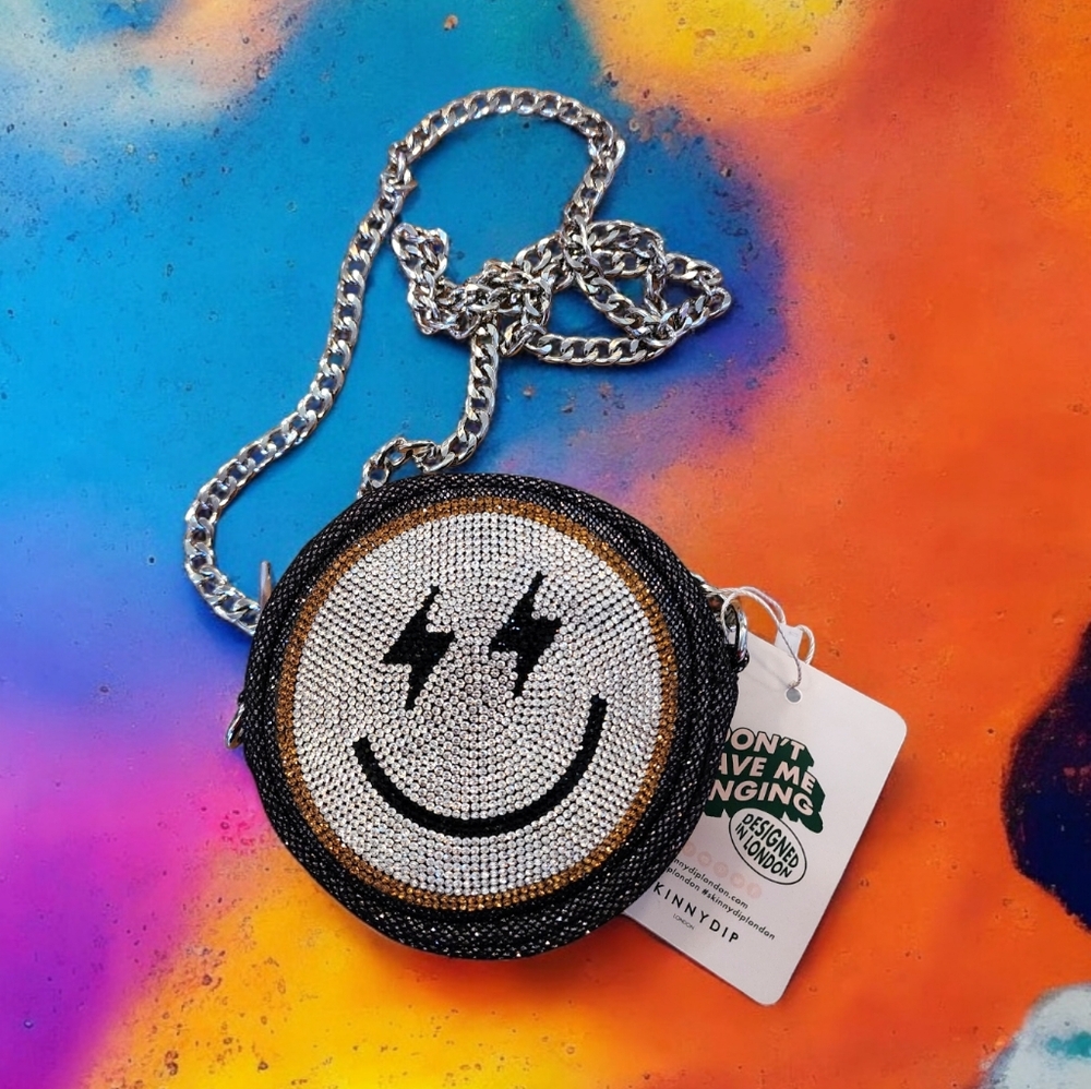 Skinny Dip London Amber Smize Emoji Rhinestone Crossbody Bag NWT